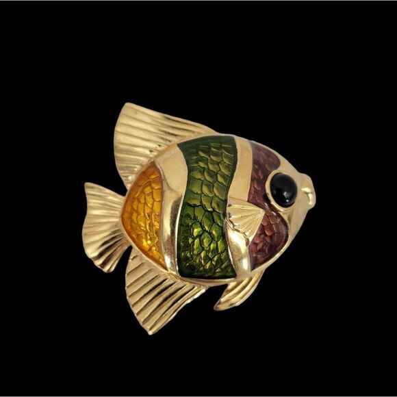 Estee Lauder Tropical Fish White Linen Compact Trinket Box 90s - Picture 1 of 10
